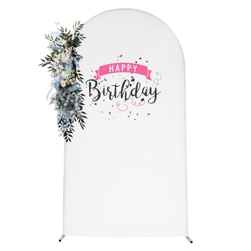 Wedding Arch Cover,7.22FT Balloon Arch Frame Kit, Wedding Columns Bracket Frame Display Background for Birthday, Party, Banquet Decoration (White, 7.22FT,Gold Stand)