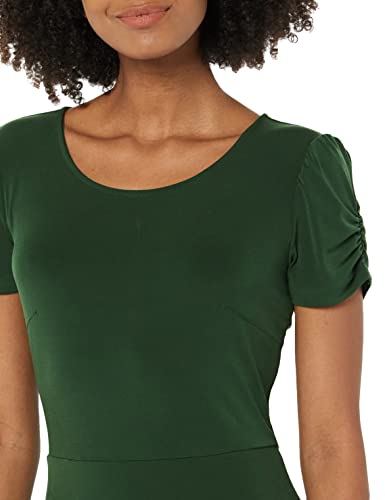 Image of Amazon Essentials Women's Gathered Short Sleeve Crew Neck A-line Dress (Available in Plus Size)