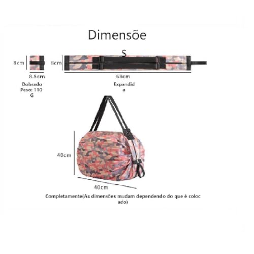 Bolsa Portatil ROSA Grande Leve Flexivel Ecologicamente Correta | GIGANTES DO BAZAR