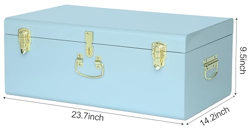 Image of Vixdonos Large Metal Trunk Decorative Storage Box College Dorm Chest with Handle