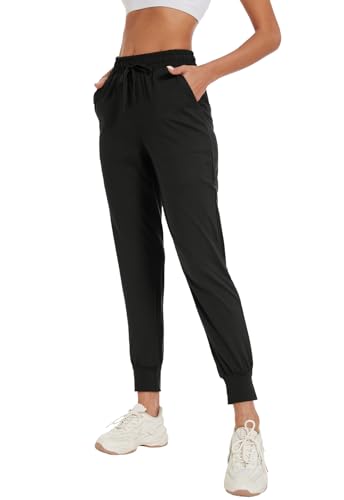 BATHRINS Women Tapered Joggers with Pockets – Casual Yoga High Waist Sweatpants