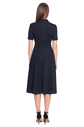 Image of Maggy London Women's Crepe Fabric Flight Attendant Bow Neck Tie Short Sleeve A-line