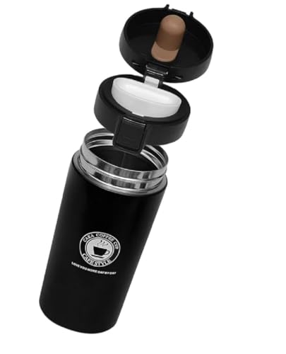Image of Zentro Travel Coffee Mug Leak Proof -380 ML One Click Lid Stainless Steel Coffee Cup for Car, Office & Daily Commute with Secure Lock & Easy Clean Design (Black)