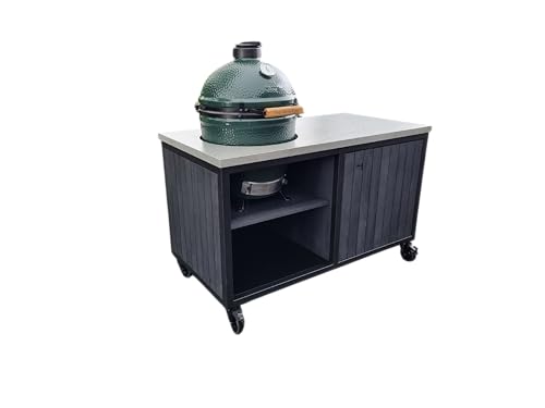 Heavenly Garden Elements Medium Outdoorküche, 152 cm, Schwarz Eiche mit Dekton Arbeitsplatte, für Kamado Grill