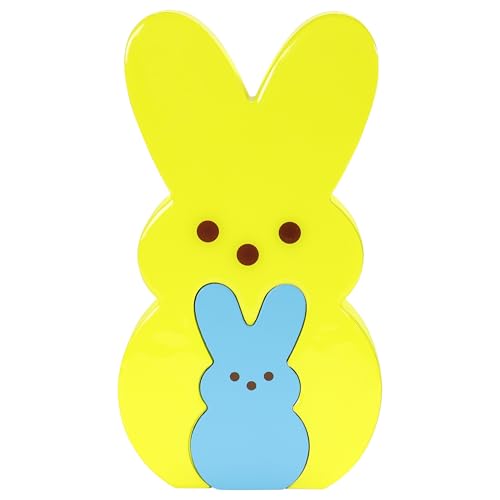 Animal Adventure | Peeps | 9” Collectible Yellow and Blue Wooden Nesting Bunnies