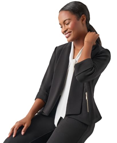 Kasper Women's Tall Size Stretch Crepe Drape NK Cardigan JKT, Black3