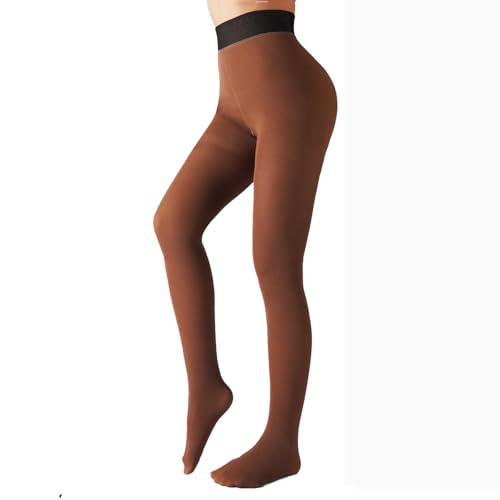 Image of Caprilite Women Fleece Lined Tights-Fake Translucent Leggings High Waist Pantyhose Sheer Thick Warm Tights For Women