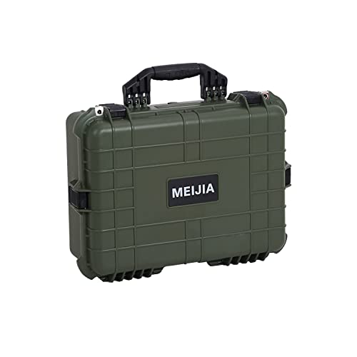 Image of MEIJIA All Weather IP67 Waterproof Hard Camera Case,Hard Protective Case,Hard Case with Customizable Foam,Fit Use of Drones,Camera,Equipments,Pistols(Green,19.78x15.77x7.41inches)