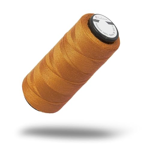 Lialina Hilo vaquero naranja dorado para máquina de coser [500 m] – Oeko-Tex – Costuras como en el original – Juego de hilo de coser para vaqueros extra fuerte n.º 36 – Hilo vaquero para máquina de