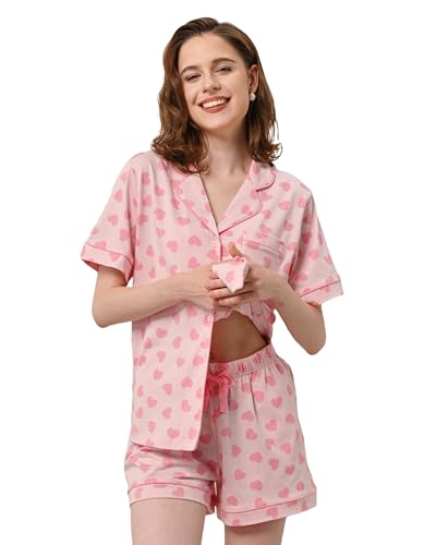 Image of NAP BOUND 100% Cotton Pajamas for Women Sets 2 Pieces Pjs Button short sleeves with Pockets Soft Sleepwear Loungewear XS-XXL