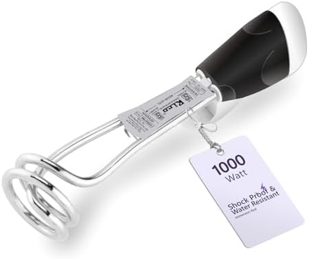 Rico IRPRO 1000 Watts Shockproof Japanese Technology Electric Water Heater Immersion Rod With Waterproof Protection|Instant Heating With Bucket Holder | ISI Certified 2 Y Replacement Warranty, Metal