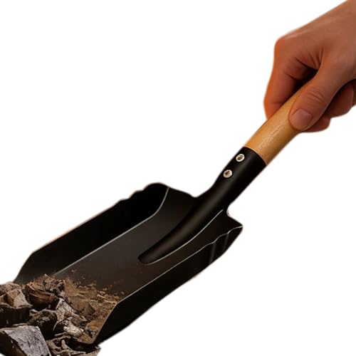 Pala de carbón | Cuchara de carbón con mango de madera - Herramientas de limpieza de chimenea - para barbacoa al aire libre, garaje, madera, patio, estufa