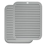 Nynkyon 2Pcs Silicone Trivets for Hot Pans，Heat-resistant silicone table mat，suitable for hot pots, pot pads, dining tables, office desks, kitchen cooking and dining scenes, Grey