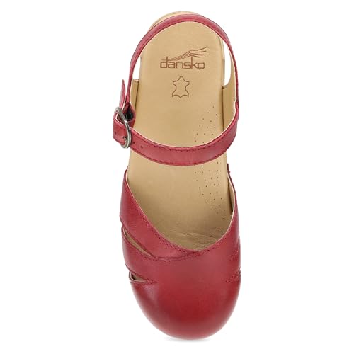 Image of Dansko Margreta Women's Mary Jane Clog - Leather Upper with Cutout Details, Adjustable Strap and Padded Footbed