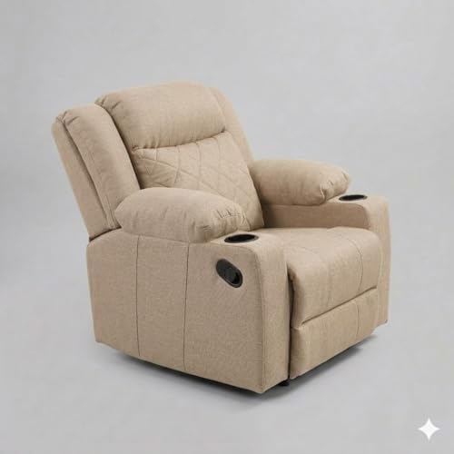 Image of Amazon Brand - Solimo Cosmo | Single Seater Sofa Recliner | Manual Recliner (Velvet Beige) | 1 Year Warranty