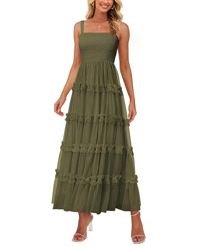 Image of PRETTYGARDEN Women's Summer Dresses 2026 Sleeveless Smocked Tiered Ruffle Tulle A-Line Flowy Wedding Party Maxi Dress