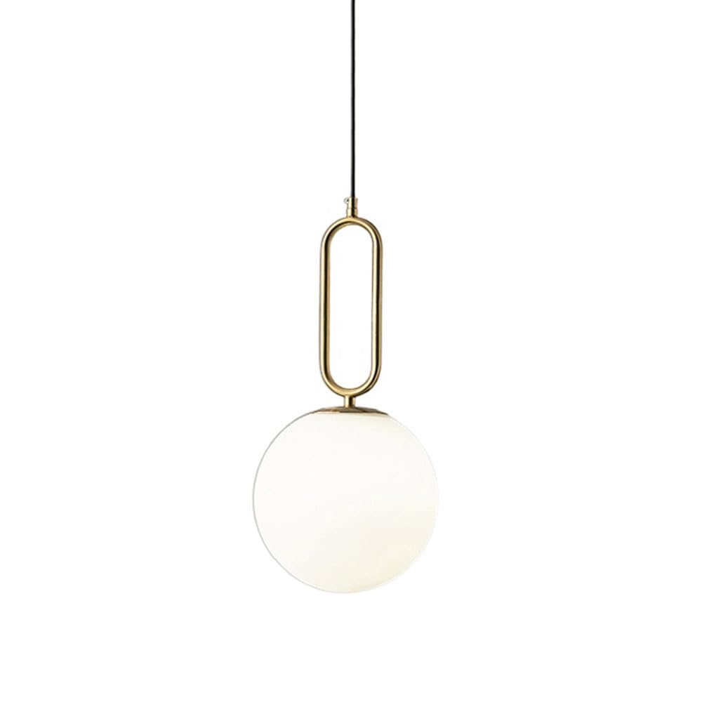 Portalámparas de Metal con Pantalla de Vidrio, lámpara Colgante de Estilo Minimalista nórdico, lámpara Colgante de Pedestal de un Solo Cabezal E27, iluminación de Techo empotrada para Restaurante