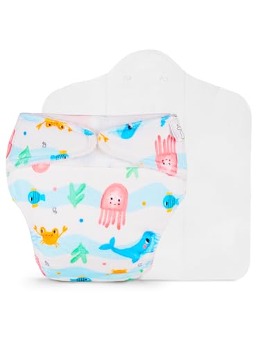 Image of SuperBottoms Freesize UNO SuperSoft Cloth Diaper (with Velcro) | Reusable, Adjustable Cloth Diaper for Babies | Dry Feel Comfort | Fits from 3 Months to 3 Years | Washable & Rash-Free | Bubble Buddies