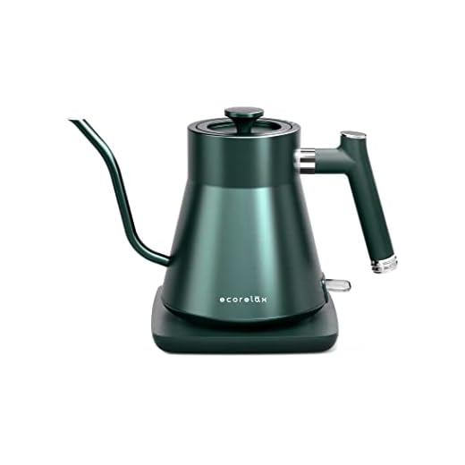 EcoRelax Gooseneck Electric Kettle, Pour Over Coffee and Tea Kettle, 100% Stainless Steel Interior, 1200w Automatic shut off Hot Water Boiler with British Strix Boli Dry Protection, 0.8L