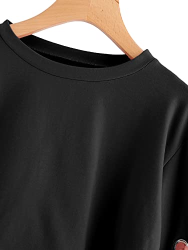 Image of SweatyRocks Women's Casual Lace Up Long Sleeve Pullover Crop Top Sweatshirt