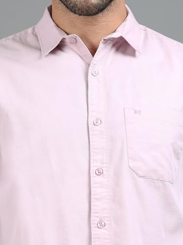 Image of Men Slim Fit Solid Spread Collar Casual Shirt