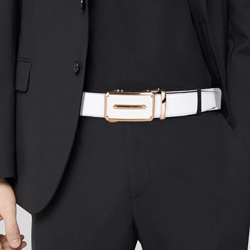 Image of Barry.Wang Mens 2 Pack Ratchet Belts Leather Adjustable 1 3 /8 inch Gift Box