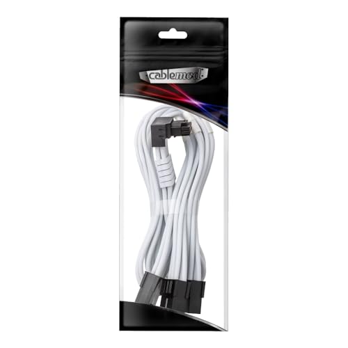 CableMod Pro ModMesh Sleeved 12V-2x6 12VHPWR 90° StealthSense PCIe Extension - Variant B (White, 90° 16-pin to Triple 8-pin, 45cm) by CableMod - Image 4