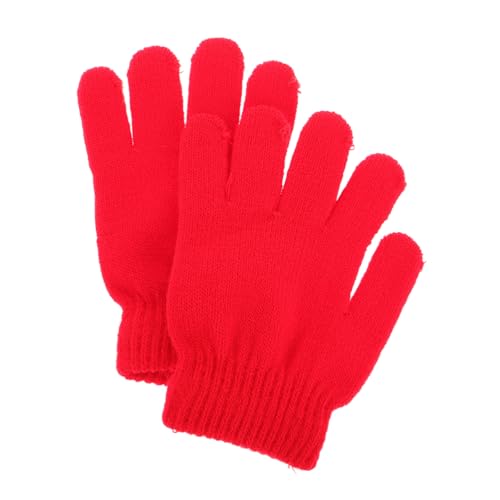 Knit Winter Gloves for Ages Solid Color Full Finger Warm Gloves for Boys and Lightweight Stretchy Design for Cold Weather Outdoors Red