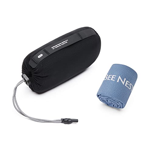 BeeNesting 超軽量 速乾タオル2枚セット 超吸水 抗菌 防臭 スポーツタオル く折りたためる コンパクト 収納袋付き旅行タオル 水泳 アウトドア 登山用 マイクロファイバータオルセット