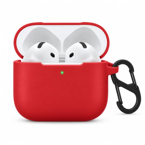 Image of Silicone Case Cover for Apple AirPods 4 (Earbuds Not Included) (Red)