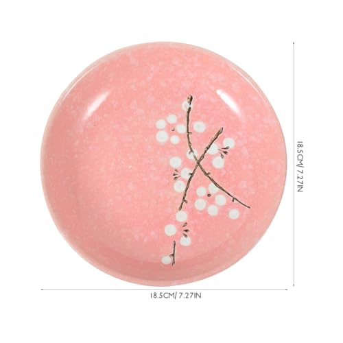 HEMOTON 6-Teiliges Japanisches Keramikgeschirrset Rosa Für Haushalt Mit Schüssel Teller Tasse Löffel Und Essstäbchen Praktisch Stapelbar Für Asiatische Küche Und Alltagsgebrauch