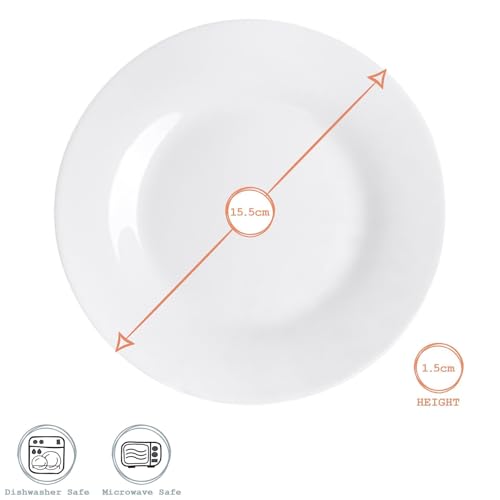 Argon Tableware 6X White 15.4cm (6 Inch) Wide Rimmed Side Plates - Desert Serving Dinner Set Bread Plate - Dishwasher and Microwave Safe Ceramic - Image 4