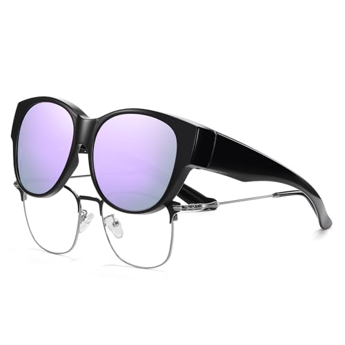 Image of HAOLOTA Fit Over Glasses Sunglasses for Women Polarized | Over Glasses Sun Glasses, UV400 Polarized Lens, Trendy Cat Eye Sunglasses, Lightweight and Flexible, Driving, Daily Use