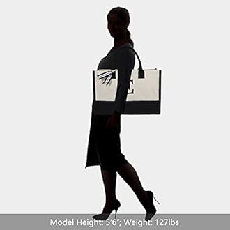 TOPDesign Embroidery Initial Canvas Tote Bag, Personalized Present Bag, Suitable for Wedding, Birthday, Beach, Holiday, is a Great Gift for Women, Mom, Teachers, Friends, Bridesmaids (Letter E)