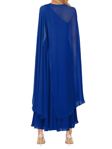 Image of Aisbei Women's Elegant One Shoulder A Line Flowy Maxi Dress Evening Gowns Party Formal Wedding Guest Dresses with Cape