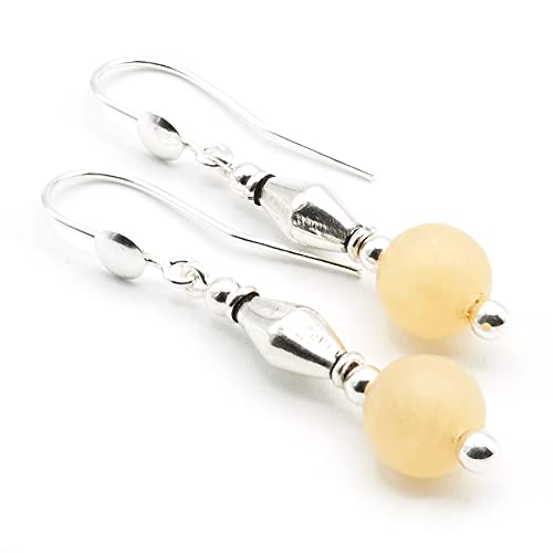 Boucles d'oreilles calcite jaune et argent 925, l'excellence de la bijouterie artisanale