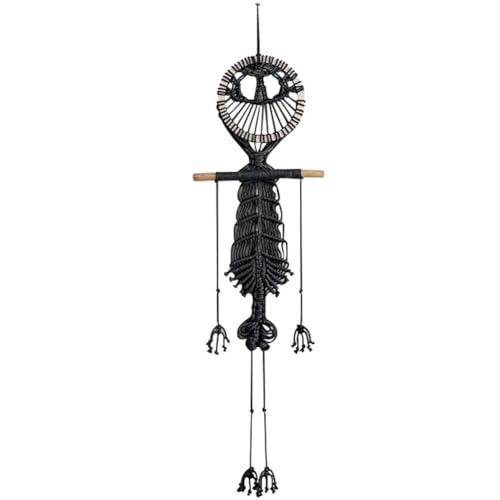 Tapiz de macramé para pared con calavera de Halloween 2