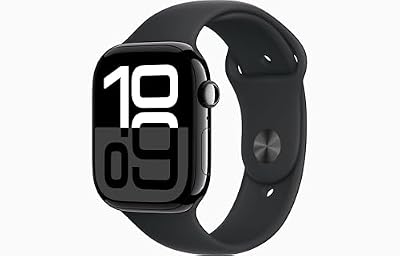 Apple Watch Series 10 [GPS, 46mm] - Cassa Jet Black in Alluminio con Cinturino Sport Nero, M/L (Ricondizionato)