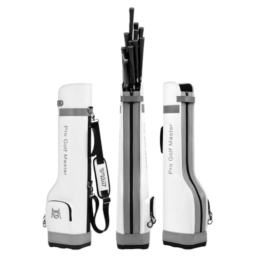 JICOMUSクラブケース、ゴルフバッグ 、PUレザー、自立 、14本収納、大容量、軽量、防水、耐摩耗性、練習用、旅行用、 男女兼用 (ホワイト)