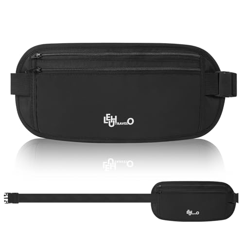 Image of Money Belt - Anti-Theft Fanny Pack with Adjustable Elastic Strap, Nylon Hidden Money Pouch for Passport, Cards, Cash, Travel Money Belt Under Clothes for Men Women
