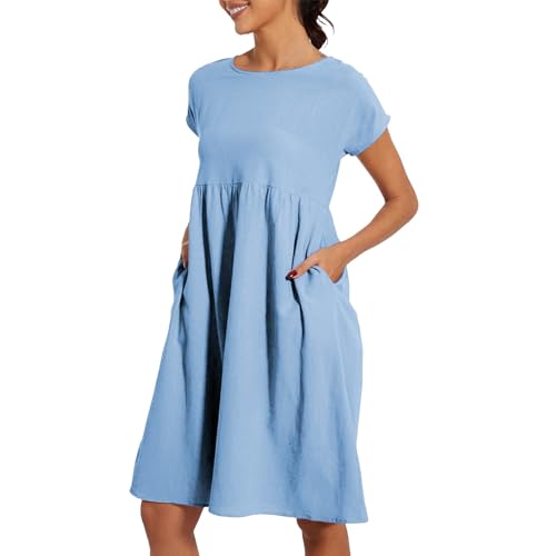 Abito Donna Estivo Boho Vestito da Spiaggia Swing Taglie Forti Abiti Boho Curvy Leggera Elasticizzata Vestiti a Maniche Corte Estivi Bohémien Classico Abito Causal Mare Comodo Lunga