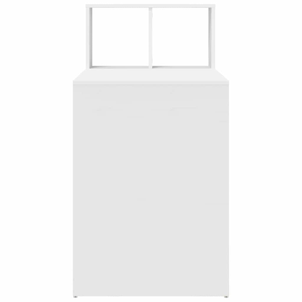 Biurko z regałem, białe, z materiału drewnopochodnego, 108 x 55 x 103,5 cm, stolik pod komputer, meble do gabinetu, biurko gamingowe, stół do jadalni, nowoczesne, funkcjonalne