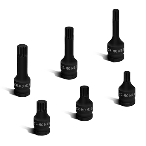 Image of 6PCS XZN Triple Square Spline Bit Socket Set, Style M14 M16 M18 Metric 1 /2-Inch Impact Triple Square Socket Kit, Cr-Mo Steel Socket Remover Hand Repair Tool
