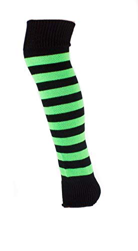 Mytoptrendz Girls Black/ Fluorescent Green Stripe Mytoptrendz® Leg Warmers Leg Warmer Luxurious Soft Acrylic Striped Long Women Legwarmers Florescent Neon Dance Wear (Neon Green ) Striped