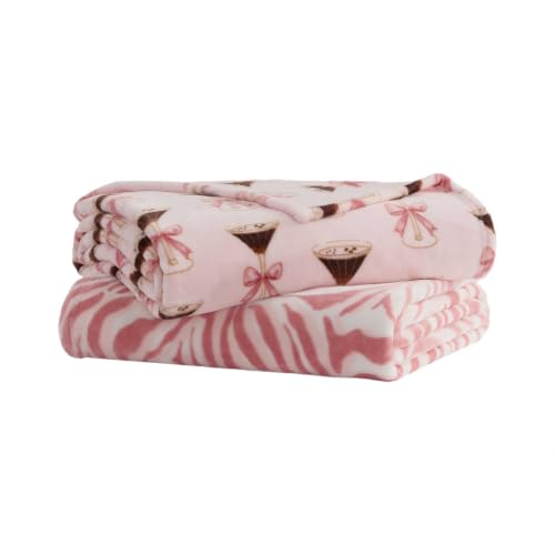 Image of Betsey Johnson - Reversible Throw Blanket, 50 x 70, Ultra Soft Plush Blanket for Blanket for Bed & Couch, Betsey Martini Pink