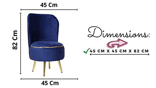 Image of Ottoman Stool for Living Room, Velvet Foot Rest Puffy for Sofa, Foot Stool for Sitting, Modern Puffy Chair for Bedroom, Metal Legs Ottoman for Home Decor, 17 /32 inch Height (Combo-Royal Blue)