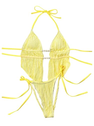 SOLY HUX Women's Halter Tankini Swimsuits Tie Side String Bathing Suit Two Piece Swimsuit