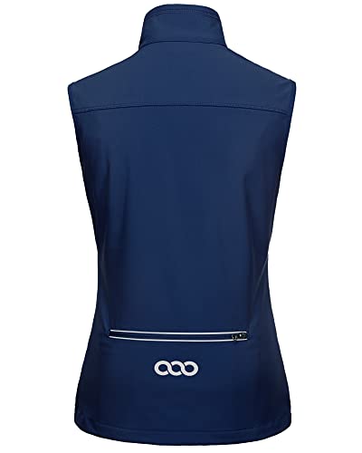 33,000ft Damen Leichte Laufweste Outdoor Softshell Weste Frau Ärmellose Jacke Winddichte Wasserdichte Atmungsaktive Vest Gilet für Laufen Golf Wandern Marineblau M