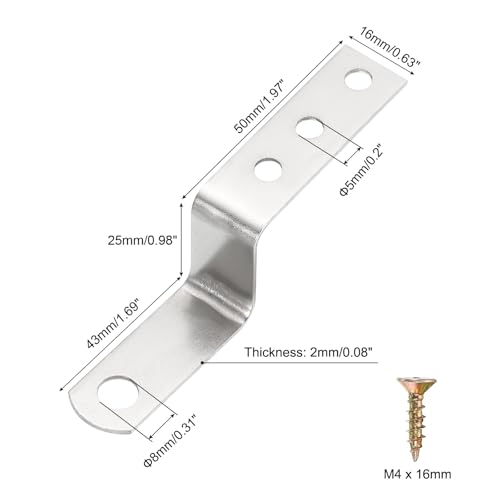 Équerres d'angle en forme de Z uxcell en métal argenté avec vis de montage - 3