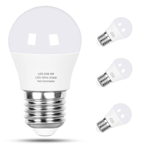 Image of Vgogfly LED Light Bulbs 40W - 5 Watt Equivalent Energy Efficient, Soft White 2700K, Non-Dimmable, E26 Base for Bedroom, Living Room Lamps - Long-Lasting, 4-Pack